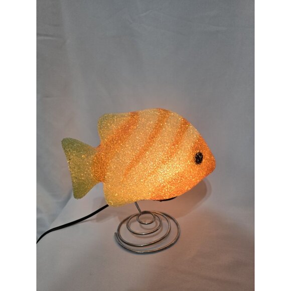 Yellow and Orange Melted popcorn Fish Lamp- Y2K Retro Room Decor - Picture 4 of 13